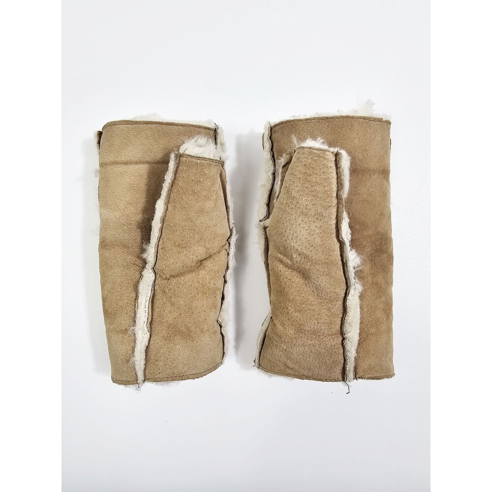 Wilsons Leather Large Tan Suede Leather Fingerless Mittens Gloves